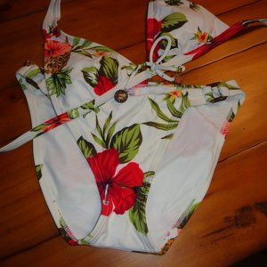 LIQUID BLUE 2-Pc Bathing Suit Hawaiian Print M